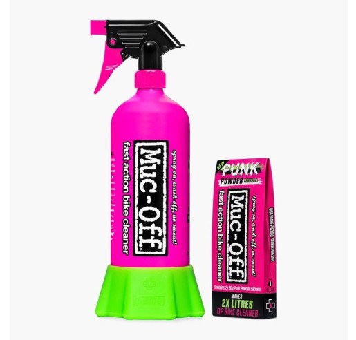 KIT LIMPIADOR BICI MUC-OFF PUNK POWDER + BOTELLA "FOR LIFE"